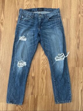 Women’s Lucky Brand Distressed Blue Denim Jeans - Casual Ripped Style